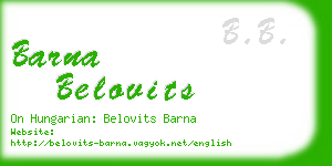 barna belovits business card